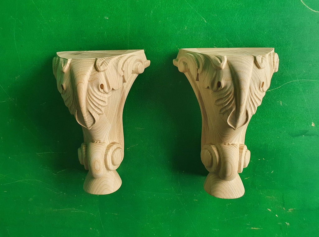 Pair of Little Carved Legs, Set 2pc, classic style legs, baroque legs, wooden legs, queen anne style