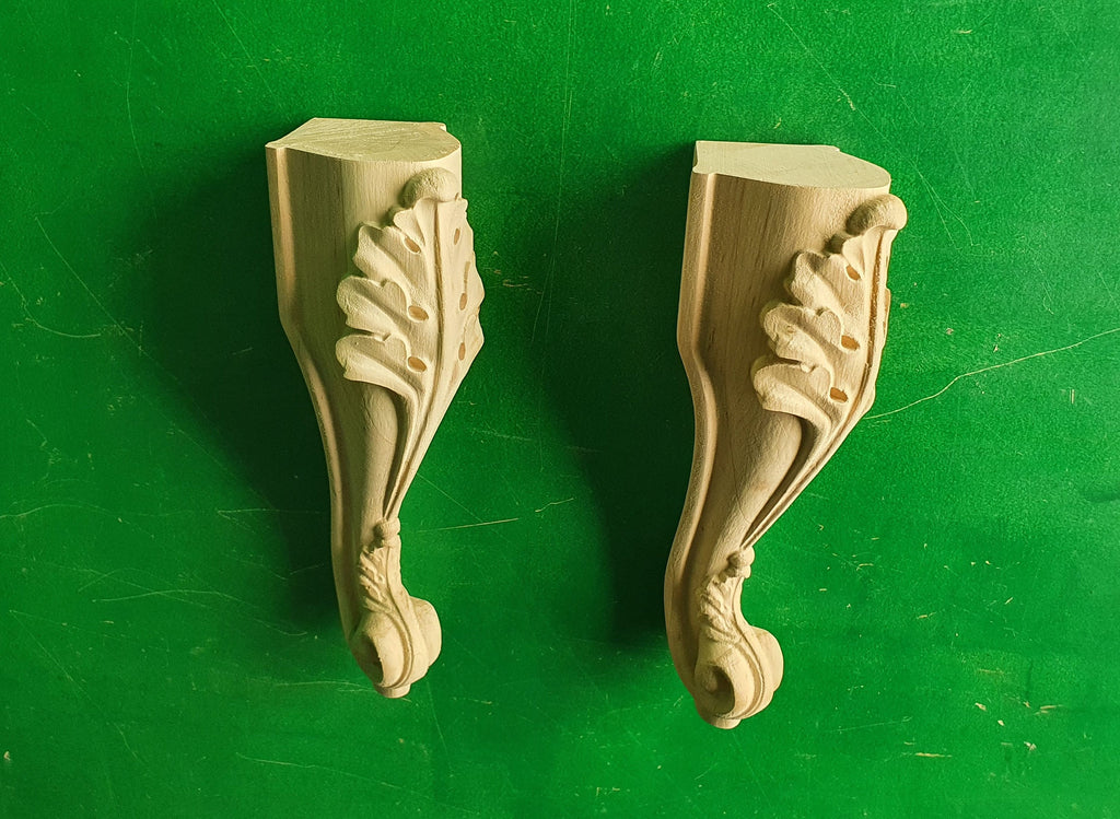 Pair of Beautiful Carved Legs, Set 2pc, classic style legs, baroque legs, wooden legs, queen anne style