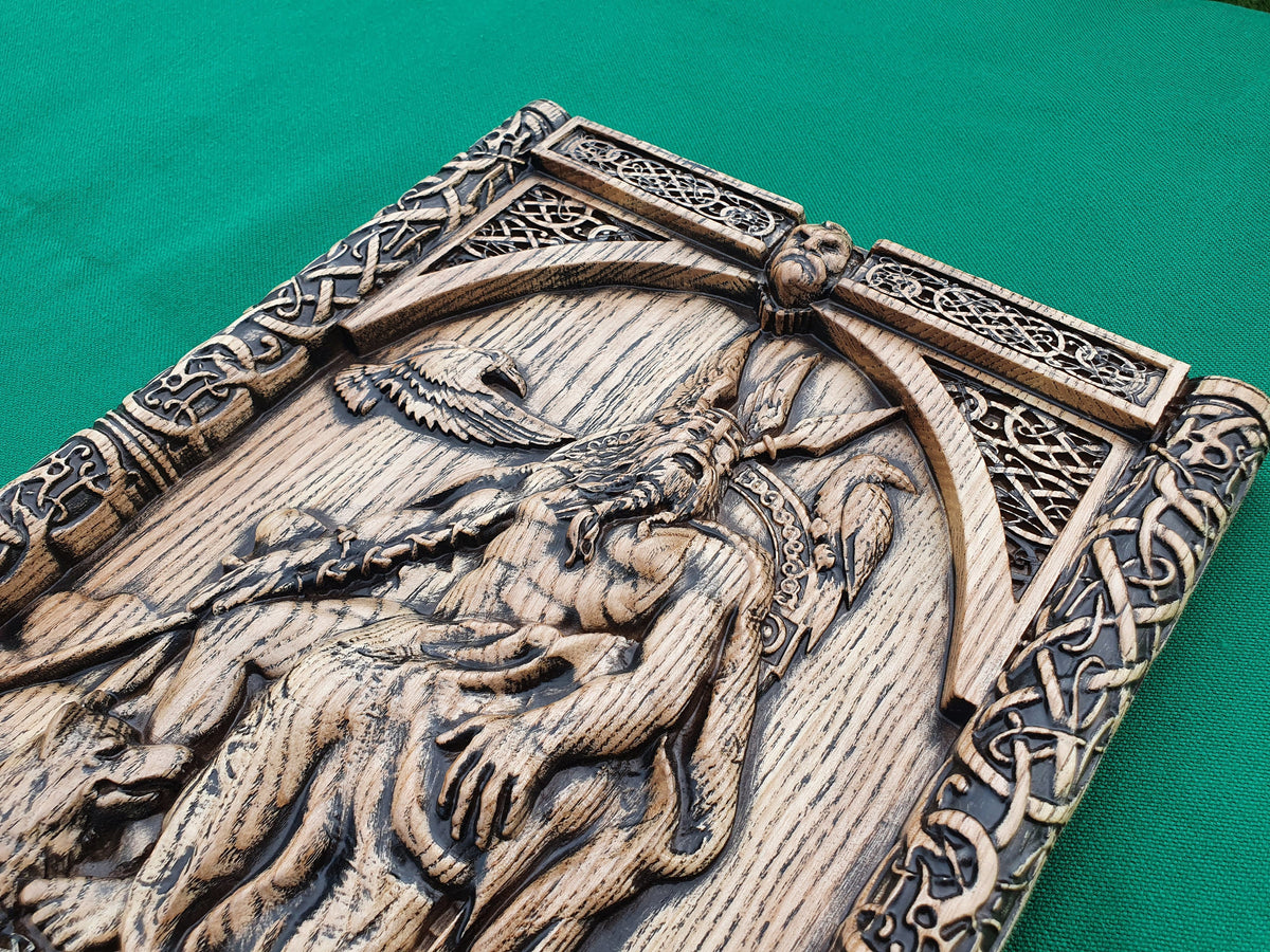 God ODIN on the throne , Scandinavian God,  Celtic wood carving, Viking carving, wooden carving