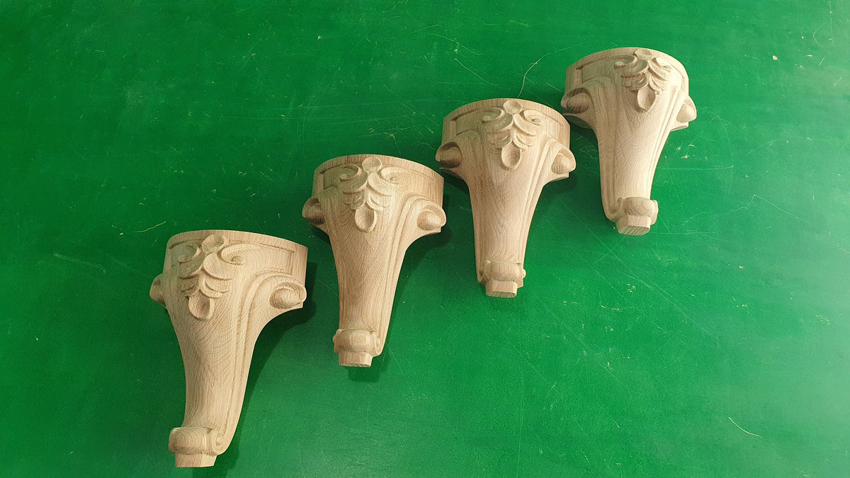 Carved Cabriole Legs, Set 4pc, for the cupboard, baroque Style, wooden legs, furniture leg