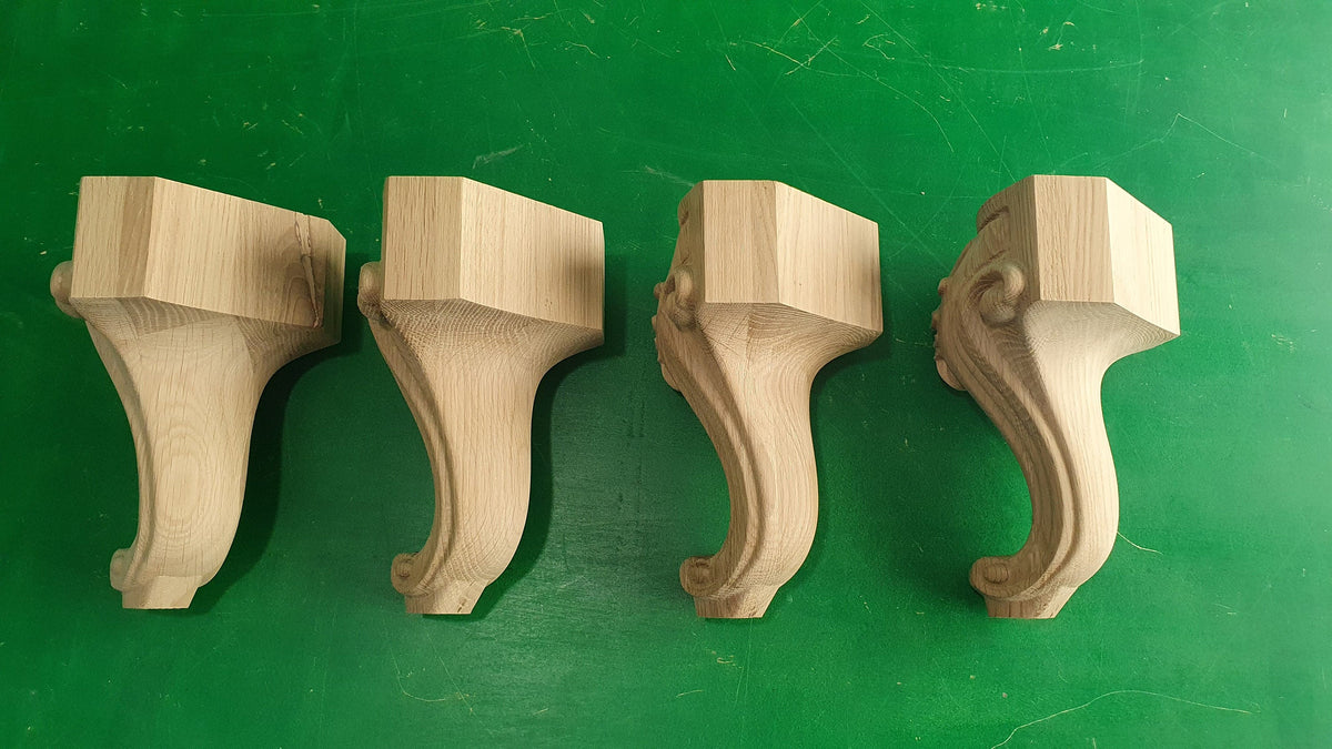 Carved Cabriole Legs, Set 4pc, for the cupboard, baroque Style, wooden legs, furniture leg