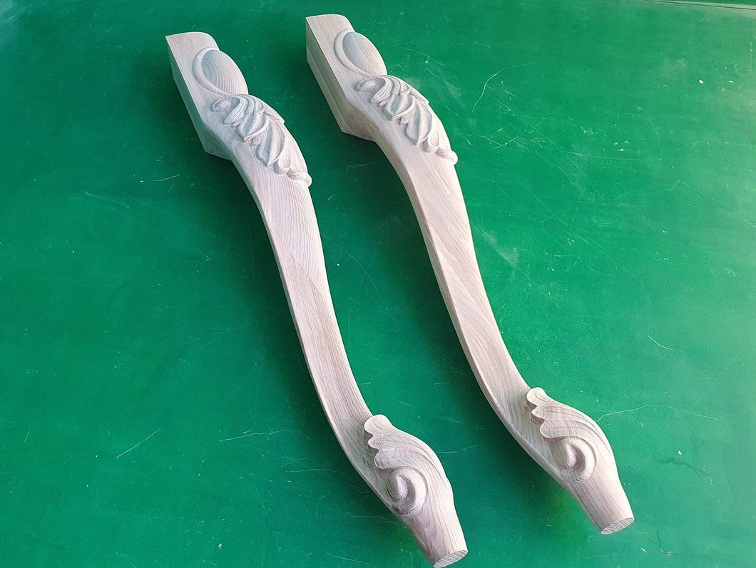 Beautiful Carved Cabriole Legs, Set 2pc, for the table, classic style legs, baroque legs