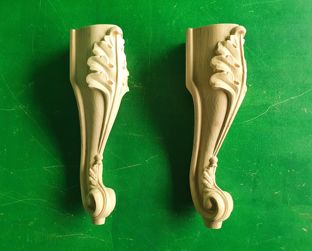 Pair of Beautiful Carved Legs, Set 2pc, classic style legs, baroque legs, wooden legs, queen anne style