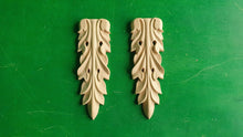 Load image into Gallery viewer, Carved Wooden Corbels Unpainted, Set 2pc, Home Wall Embellishments, wood onlays, wood wall art decor
