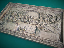 Load image into Gallery viewer, Last Supper Carved Panel, religious carved icon, wood carvings religious gifts 3d last supper
