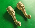 Pair of Beautiful Carved Legs, Set 2pc, classic style legs, baroque legs, wooden legs, queen anne style