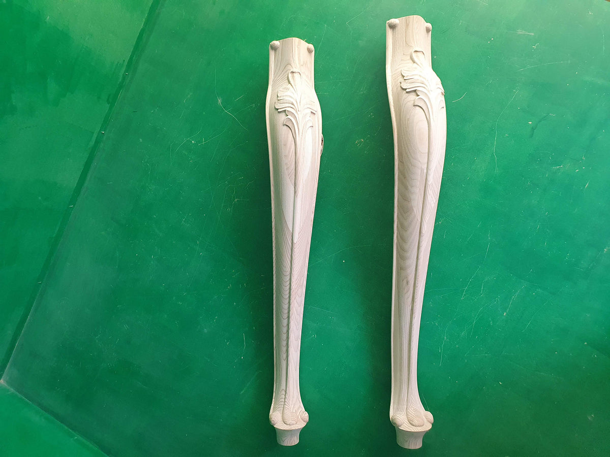 Carved Cabriole Legs of wood, Set of 2pc, for the dinner table, coffee table, for furniture restoration