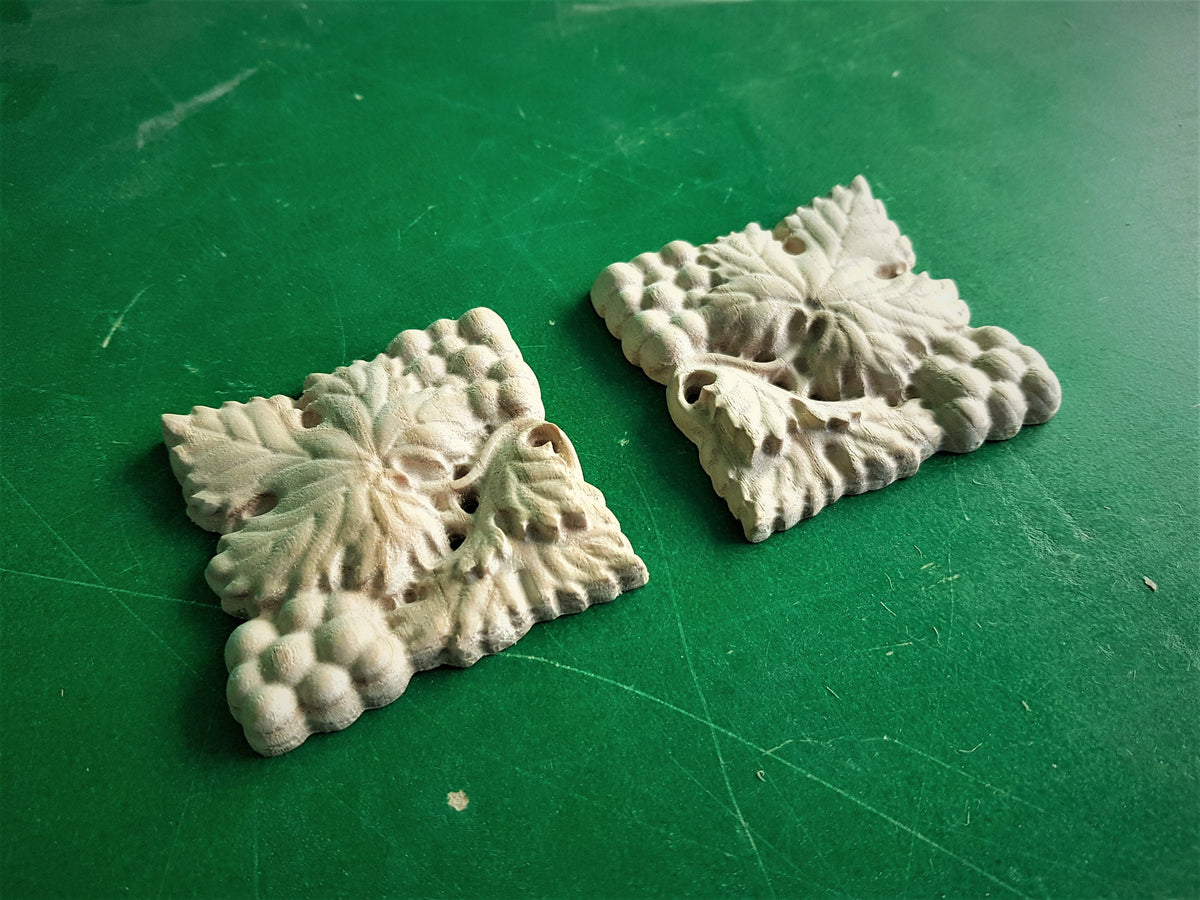 Grape Rosettes of wood, Unpainted, Set of 2pcs, Home Wall Embellishments, wood onlays, wood wall art decor
