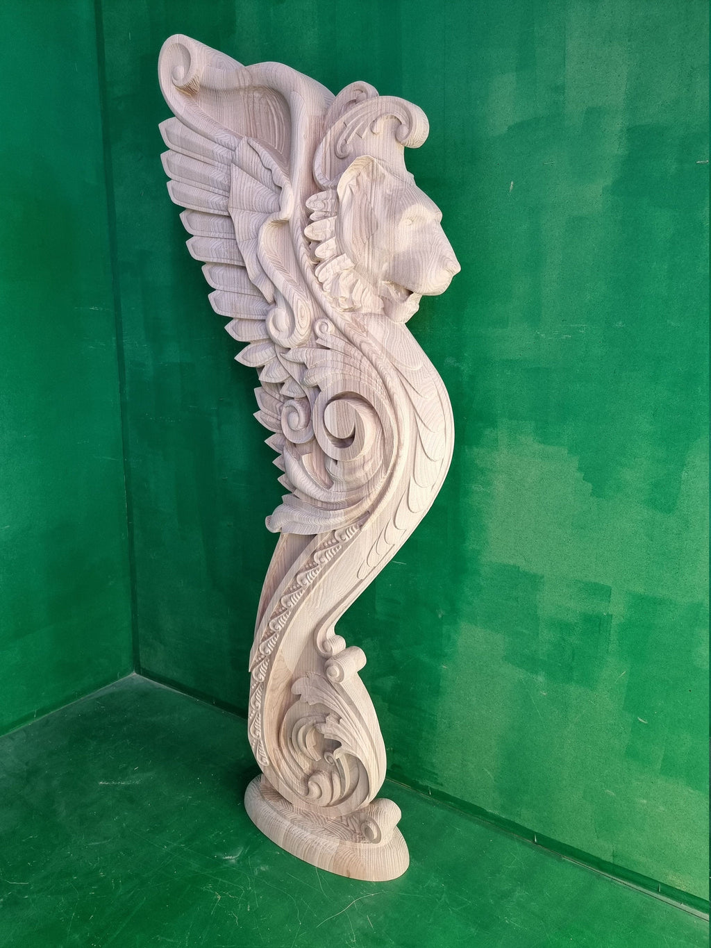 Lion carved post for stairs, Lion wooden sculpture, Lion statue, Lion First baluster Lion, Lion pillar,  Custom size wooden balusters