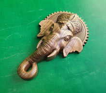 Load image into Gallery viewer, Wooden Lord Ganesha Head Wall Hanging ,Ganesha Elephant Head, Wood carving
