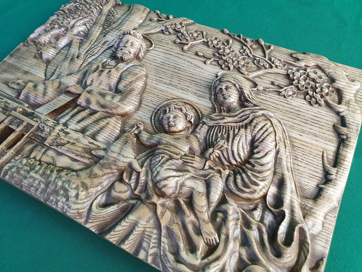 Birth of Christ | Nativity of Jesus | Orthodox Wooden Icon, Wood carved religious Icon