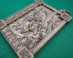 Thor statue, Ragnarok,  Mjollnir, norse gods, wood carving altar heathen asatru viking god and goddes sculpture wooden scandinavian pantheon