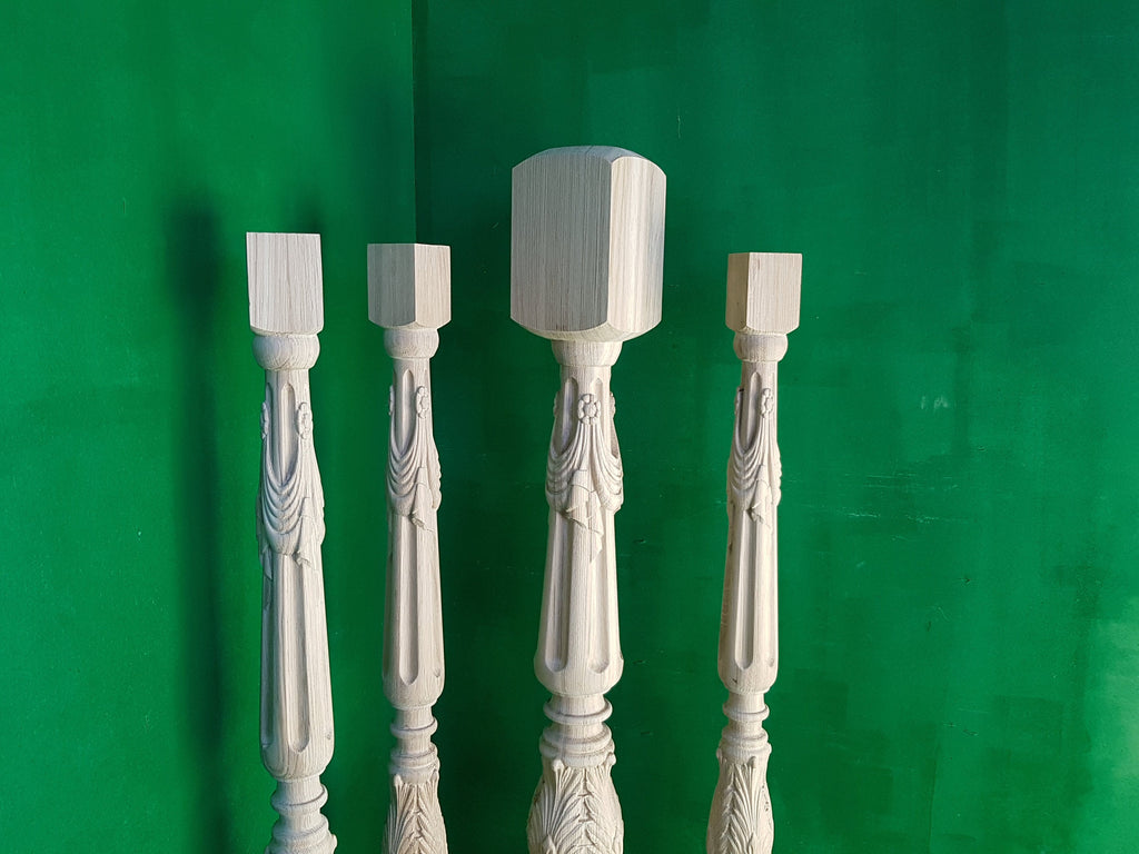 Carved baluster in classic style, carved banister of wood, stair balusters, Custom size wood balusters for stairs