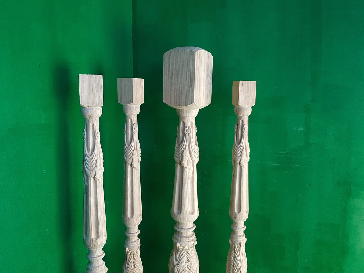 Carved baluster in classic style, carved banister of wood, stair balusters, Custom size wood balusters for stairs