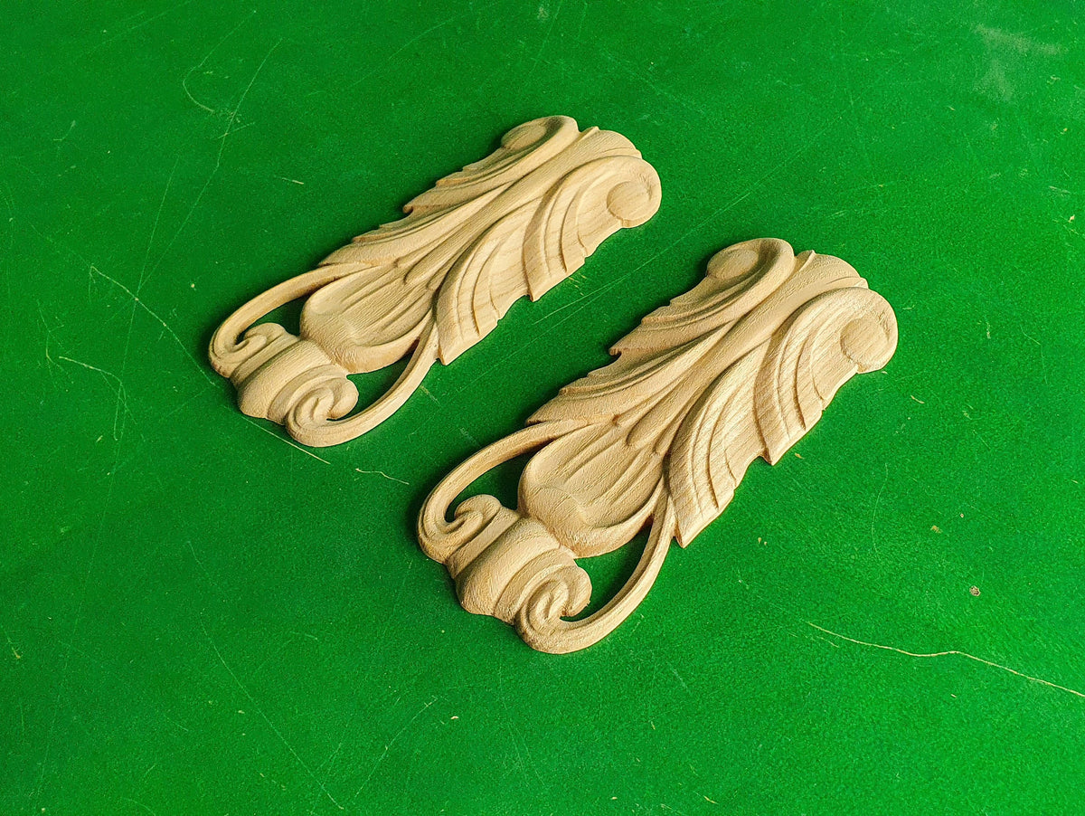 Carved Wooden Corbels Unpainted, Set 2pc, Home Wall Embellishments, wood onlays, wood wall art decor