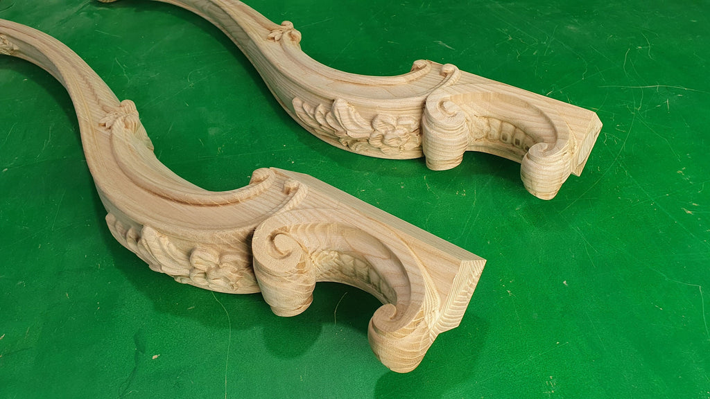 Beautiful Carved Cabriole Legs, Set 2pc, for the table