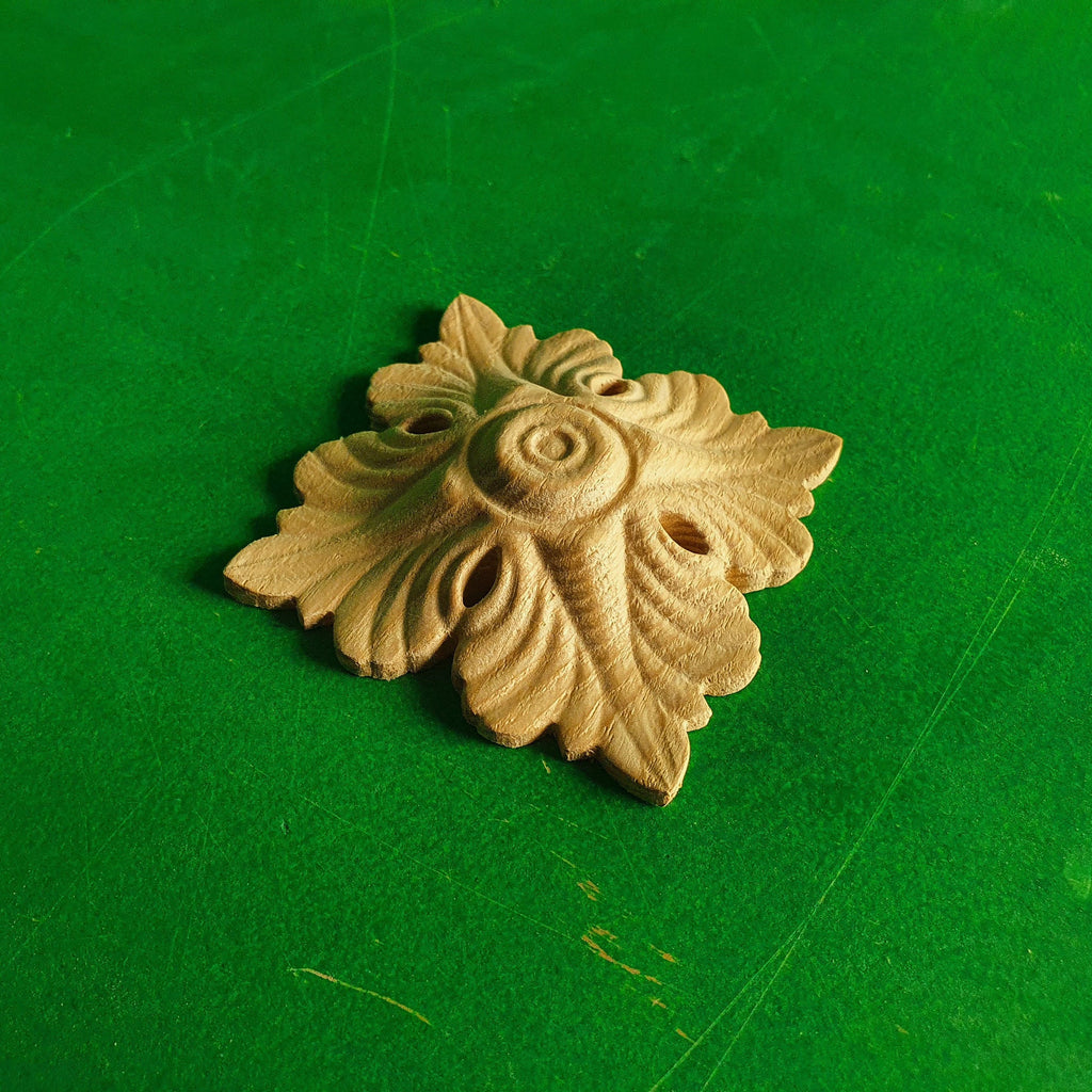 Pair of Carved Rosettes Unpainted, Set of 2pcs, Home Wall Embellishments, wood onlays, wood wall art decor