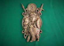 Load image into Gallery viewer, Freya, Goddess of Love and Fertility, Norse mythology, Celtic wood carving
