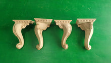 Load image into Gallery viewer, Carved Cabriole Legs, Set 4pc, for the cupboard, baroque Style, wooden legs, furniture leg
