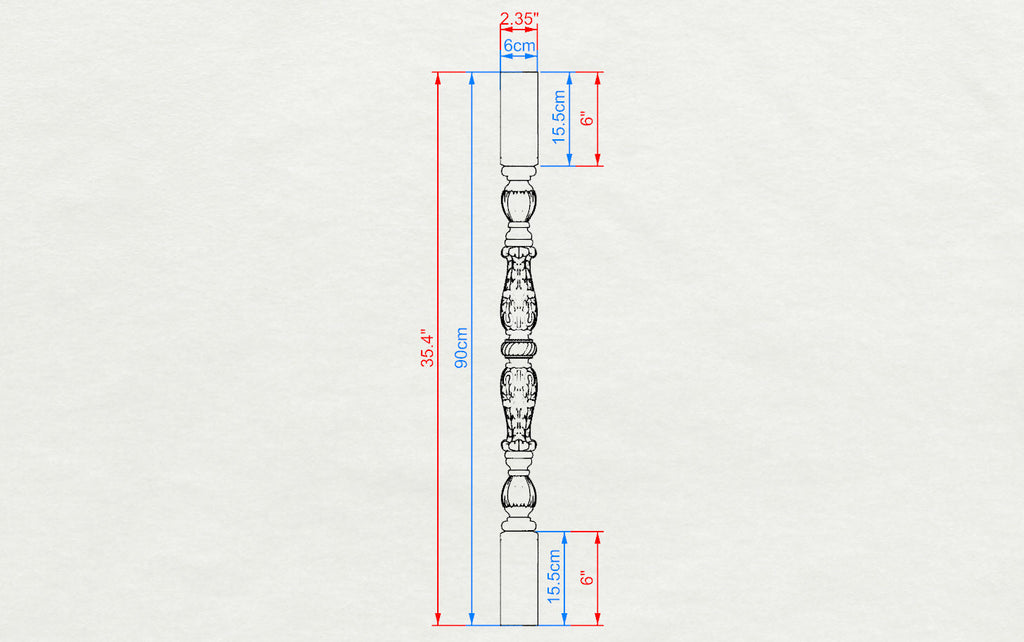 Carved balustrade of wood, carved banister of wood, stair balusters, Custom size wood balusters for stairs