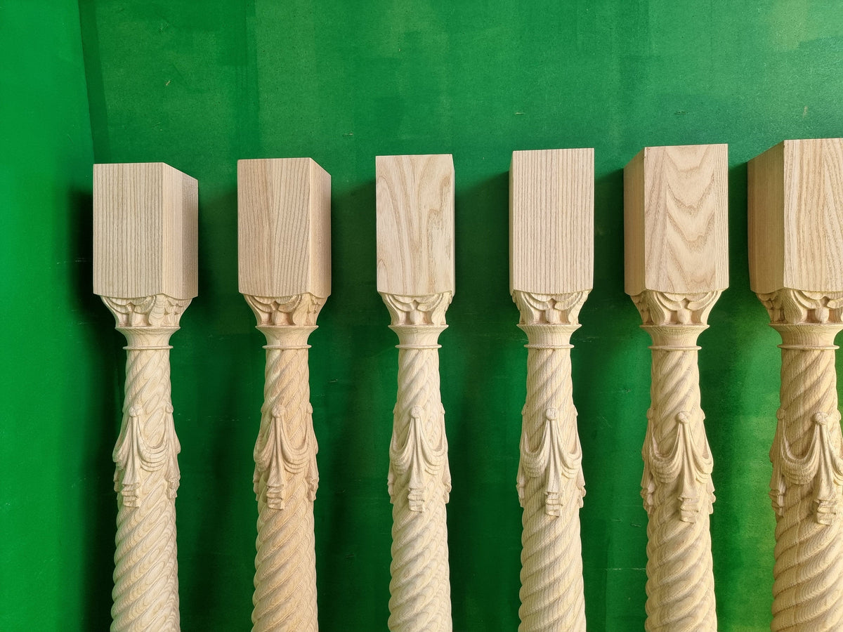 Wooden baluster for the stairs or balustrade, carved banister of wood, stair balusters, Custom size wood balusters for stairs