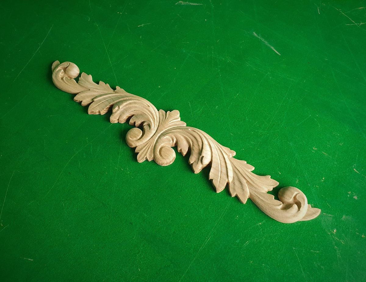 Carved Leaves Onlay, 1pc, Home Wall Embellishments, Furniture Carving, Applique furniture decor DIY Furniture Trim Supplies bed pediments