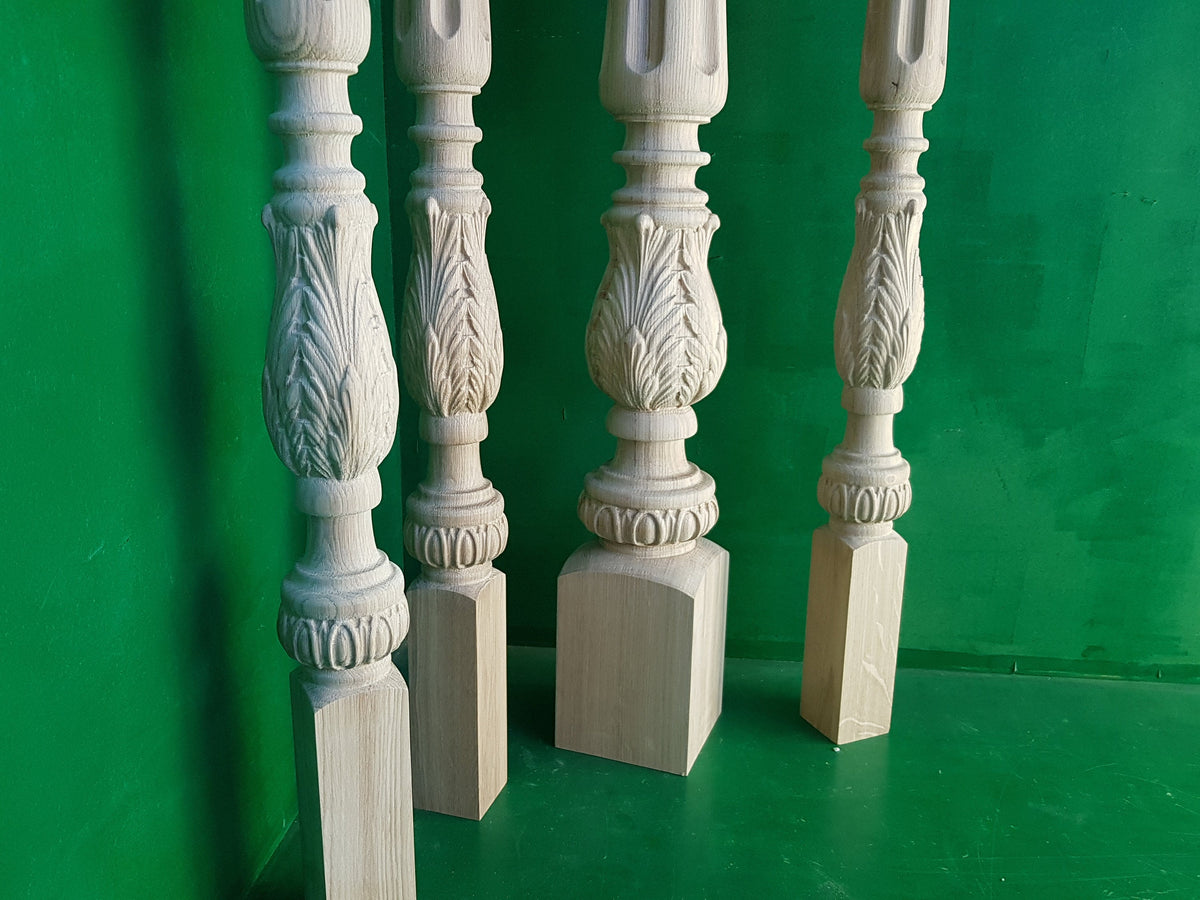 Carved baluster in classic style, carved banister of wood, stair balusters, Custom size wood balusters for stairs