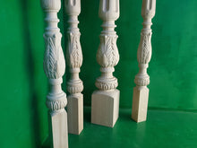 Load image into Gallery viewer, Carved baluster in classic style, carved banister of wood, stair balusters, Custom size wood balusters for stairs
