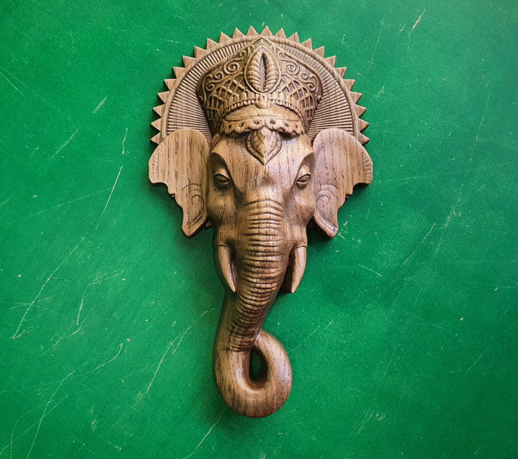 Wooden Lord Ganesha Head Wall Hanging ,Ganesha Elephant Head, Wood carving