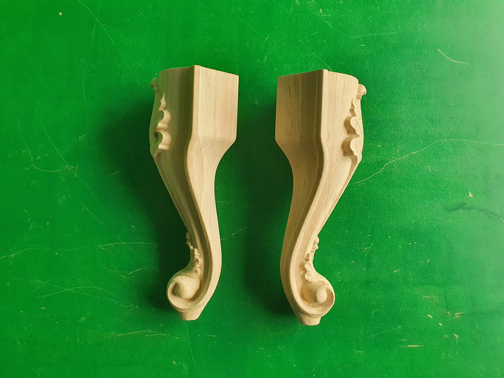 Pair of Beautiful Carved Legs, Set 2pc, classic style legs, baroque legs, wooden legs, queen anne style
