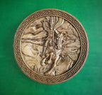 PERUN God round panno,  wooden carved picture  crafted carving wooden Witch craft God statue Altar Perun statue, Wall art, Wall decor