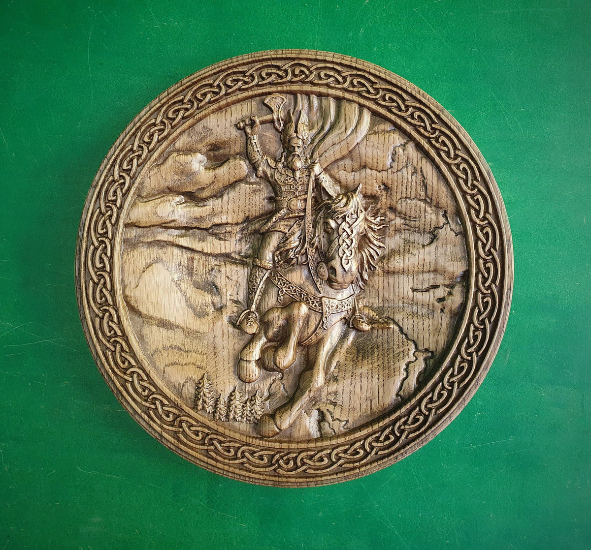 PERUN God round panno,  wooden carved picture  crafted carving wooden Witch craft God statue Altar Perun statue, Wall art, Wall decor