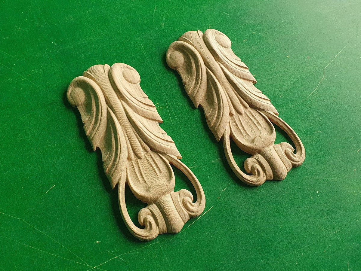Carved Wooden Corbels Unpainted, Set 2pc, Home Wall Embellishments, wood onlays, wood wall art decor