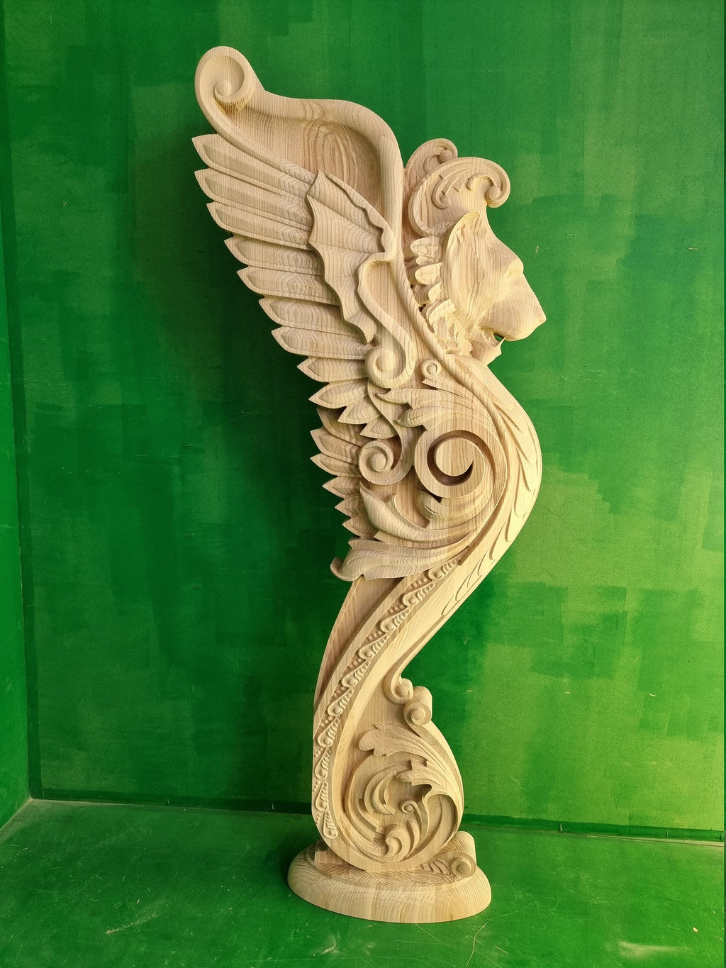 Lion carved post for stairs, Lion wooden sculpture, Lion statue, Lion First baluster Lion, Lion pillar,  Custom size wooden balusters