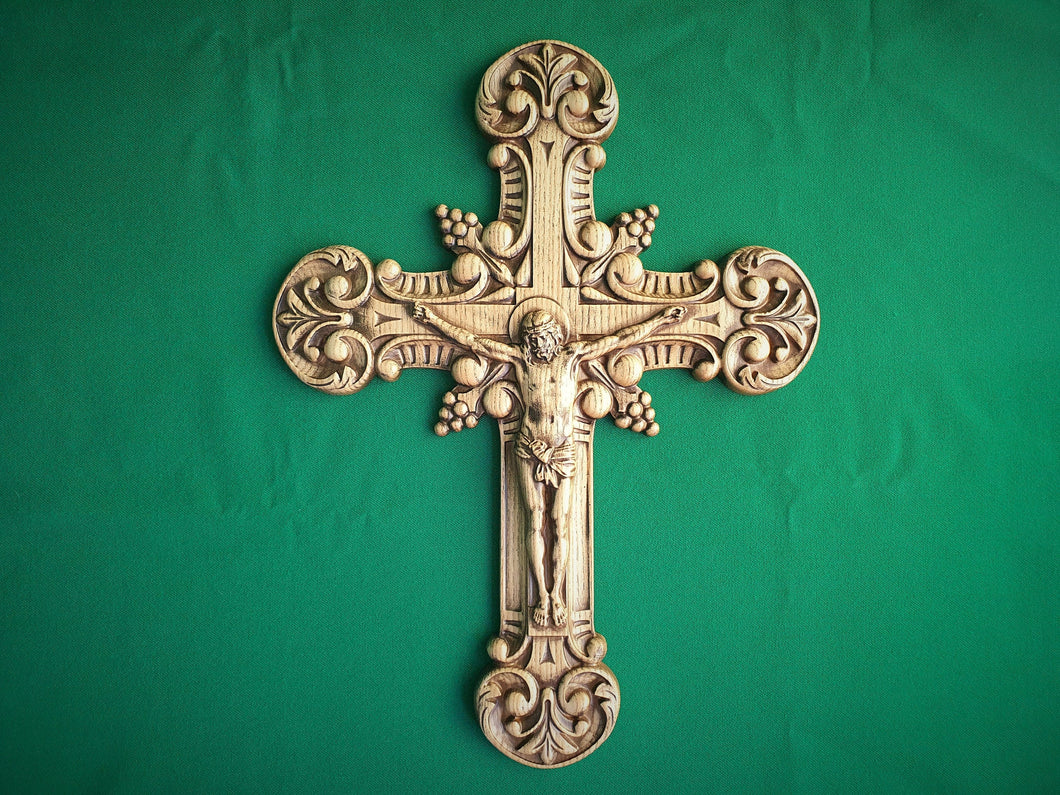 Wooden Crucifix, Catholic cross, carved wooden cross, wooden cross, Catholic cross, Jesus Christ