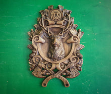 Load image into Gallery viewer, Celtic Deer,  Celtic wood carving, Viking carving, Celtic Lord Of Woods, Wall art, Wall decor, Wall hanging
