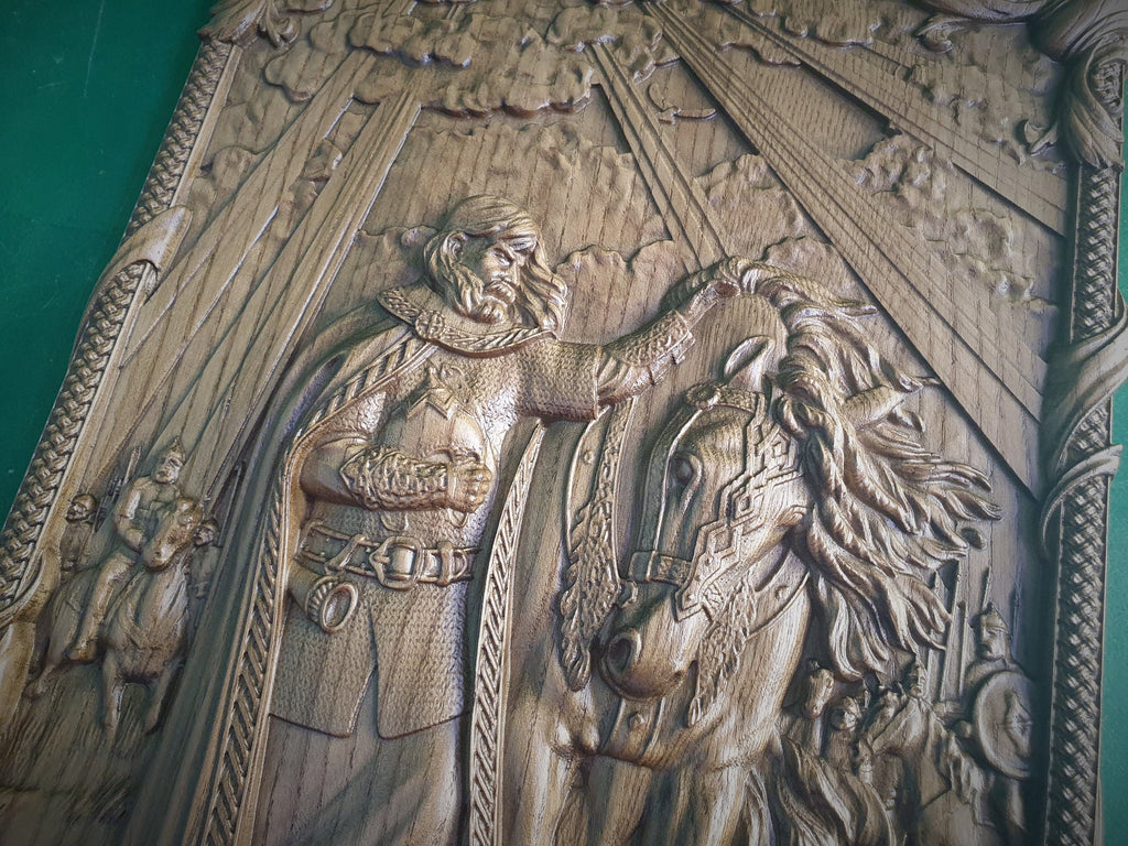 Farewell to the horse wood panel, Wall art, Wall decor, Wall hanging,  Celtic wood carving, Viking carving