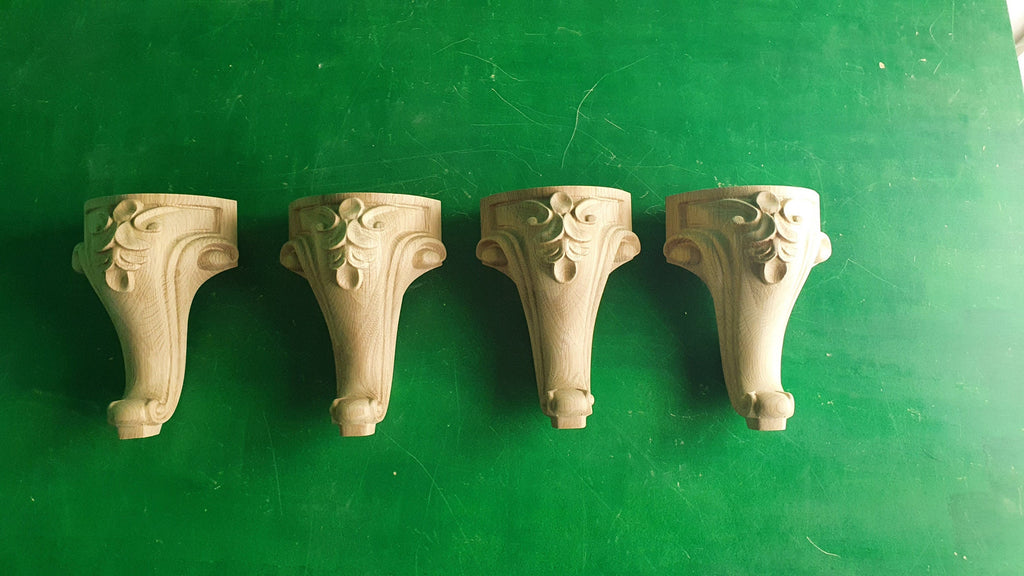 Carved Cabriole Legs, Set 4pc, for the cupboard, baroque Style, wooden legs, furniture leg