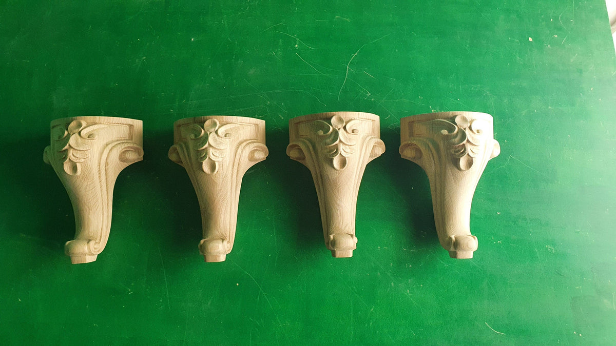 Carved Cabriole Legs, Set 4pc, for the cupboard, baroque Style, wooden legs, furniture leg