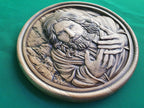 Jesus Christ wood painting in the round frame, wall hanging religious panno