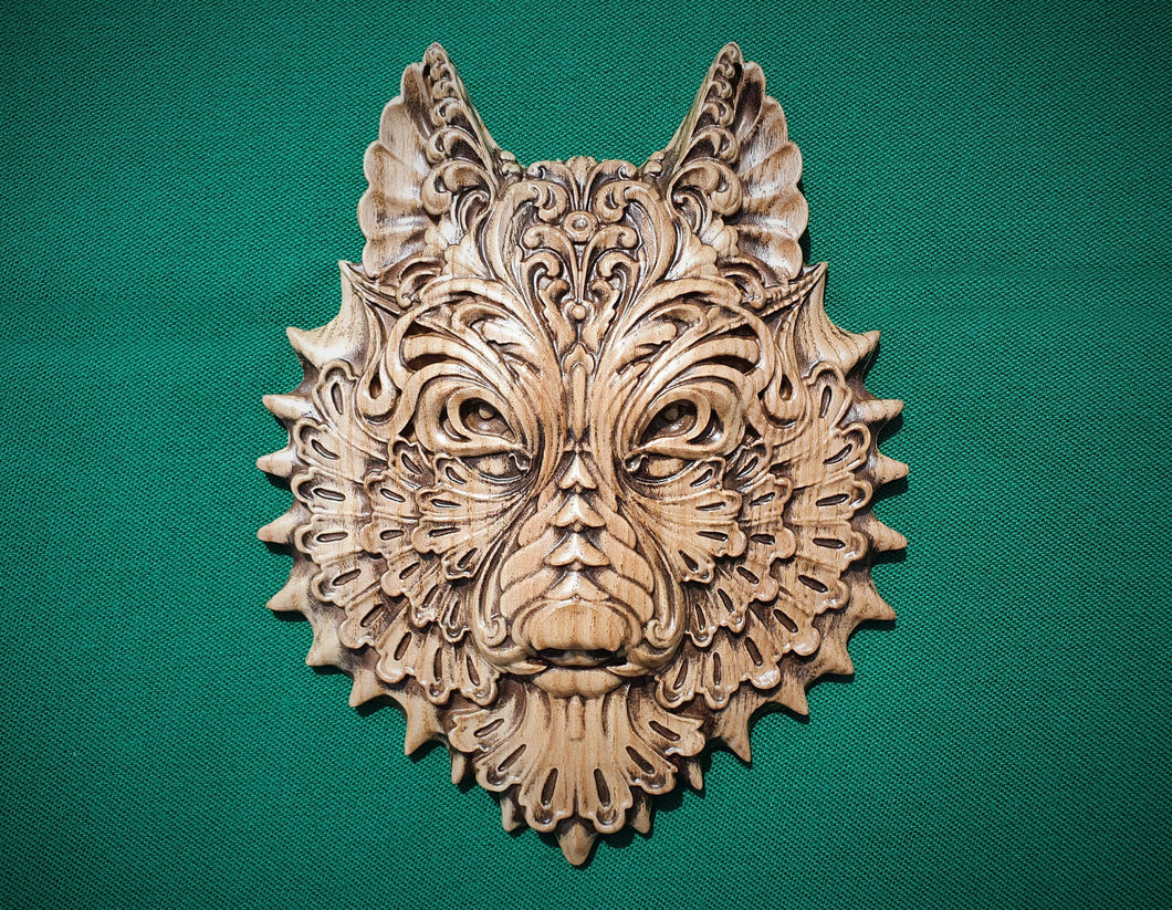 Carved Wolf, Celtic wood carving, Viking carving, Celtic art, Wall art, Wall decor, Wall hanging