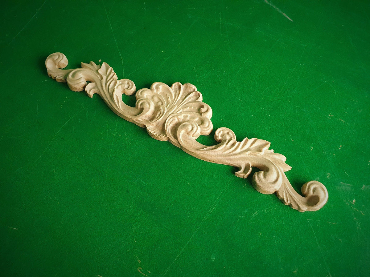 Floral Wood Pattern, wooden onlay, 1pc, Applique furniture decor DIY Furniture Trim Supplies wall ornaments pediments