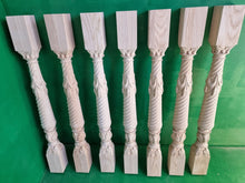Load image into Gallery viewer, Wooden baluster for the stairs or balustrade, carved banister of wood, stair balusters, Custom size wood balusters for stairs
