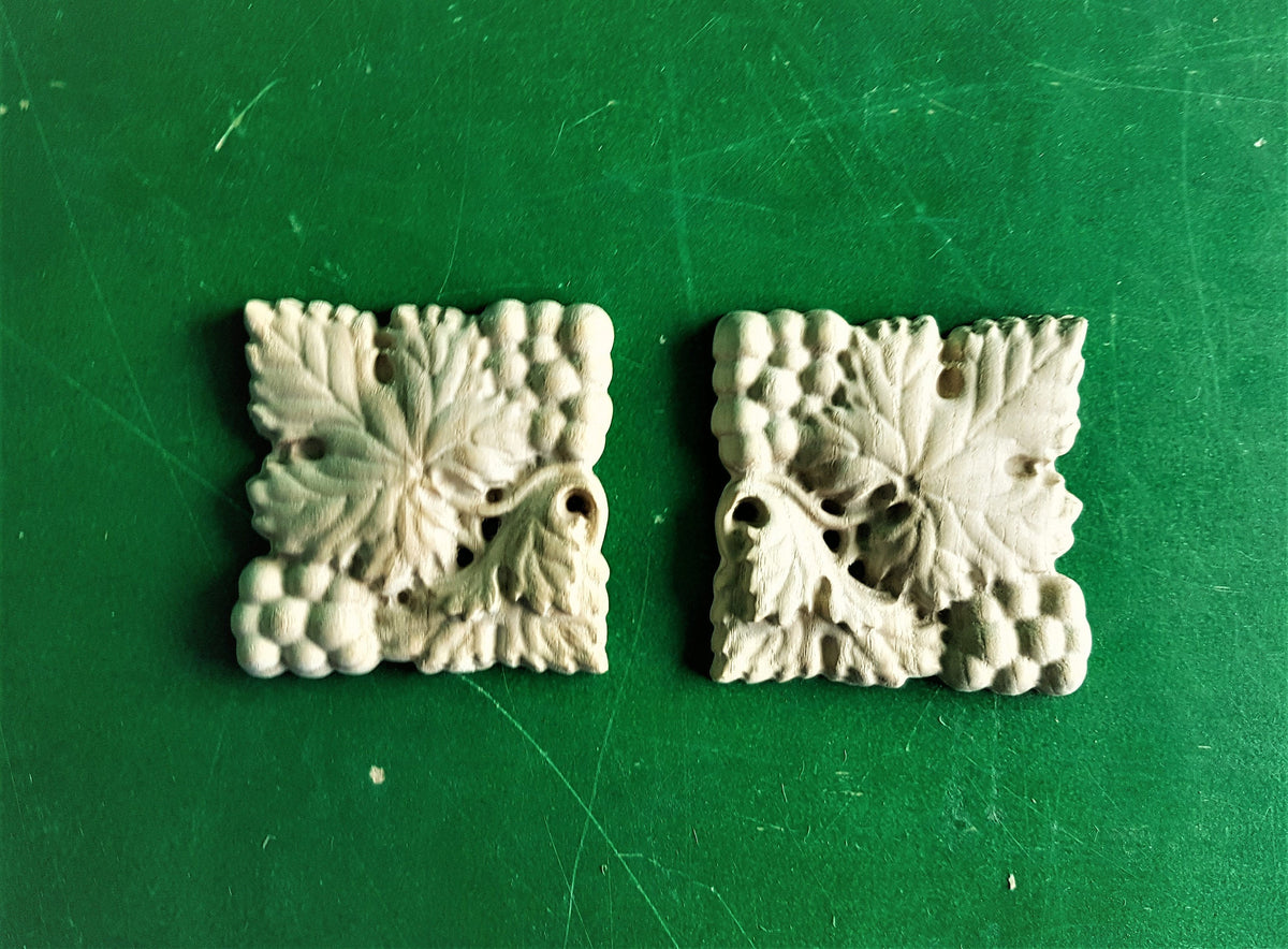 Grape Rosettes of wood, Unpainted, Set of 2pcs, Home Wall Embellishments, wood onlays, wood wall art decor