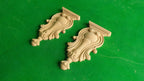 Carved Wooden Corbels Unpainted, Set 2pc, Home Wall Embellishments, wood onlays, wood wall art decor