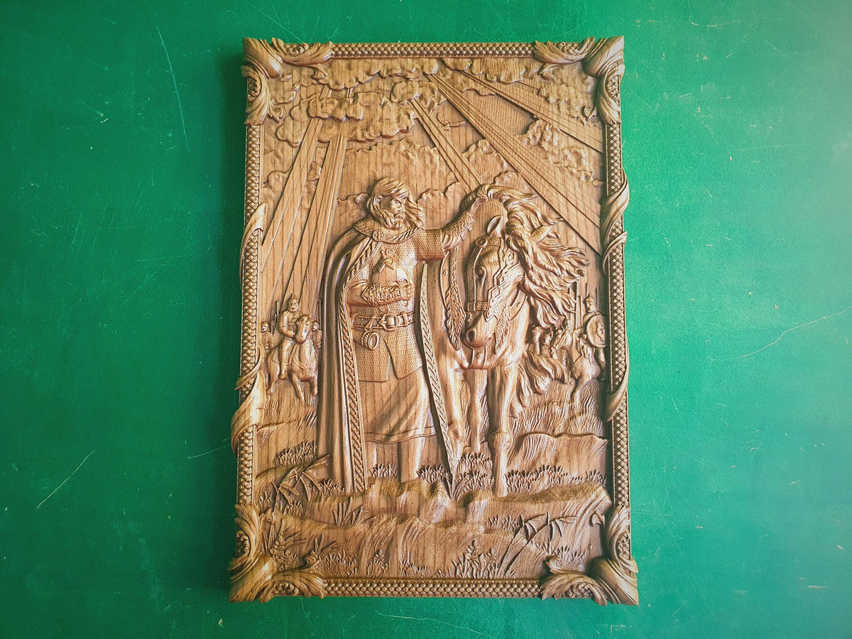 Farewell to the horse wood panel, Wall art, Wall decor, Wall hanging,  Celtic wood carving, Viking carving