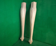 Load image into Gallery viewer, Carved Cabriole Legs of wood, Set of 2pc, for the dinner table, coffee table, for furniture restoration
