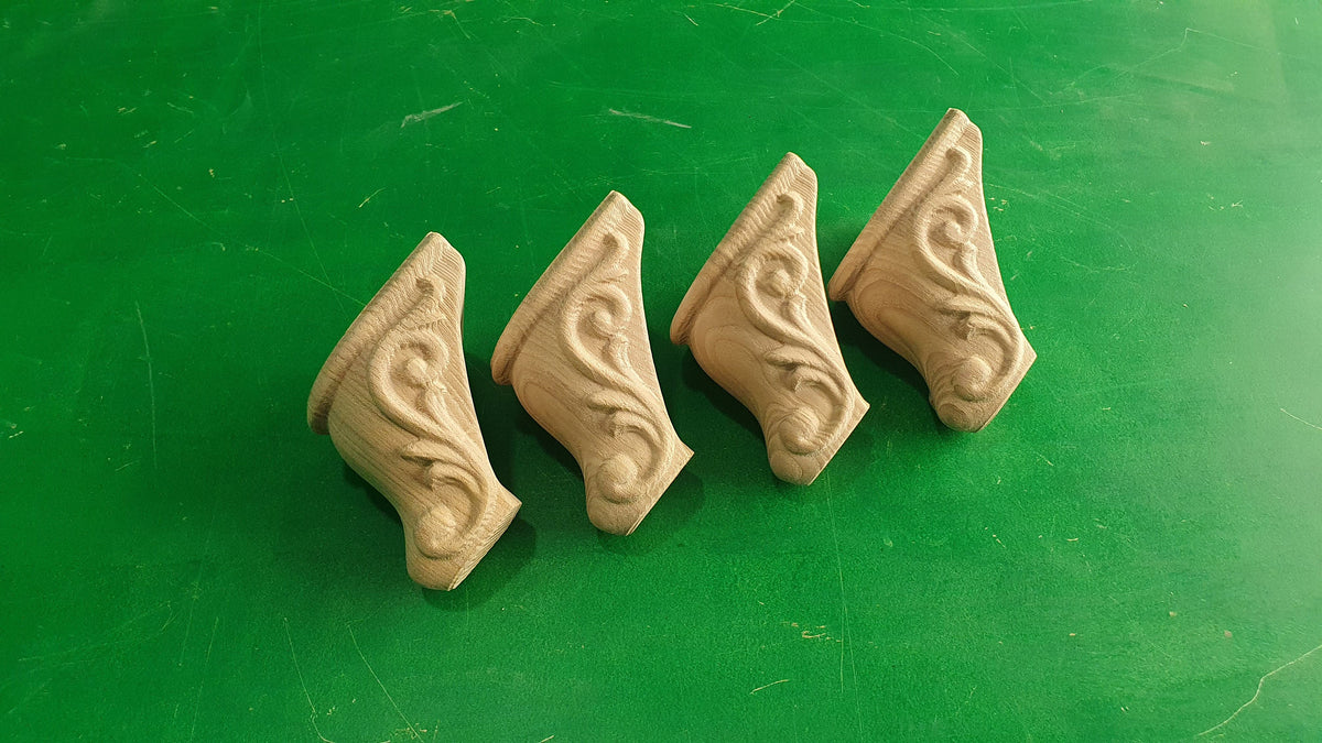Carved Cabriole Legs, Set 4pc, for the cupboard, baroque Style, wooden legs, furniture leg