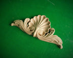 Shell decor, Wood Carved Applique Onlay, 1pc, Home Wall Embellishments, Furniture Carving