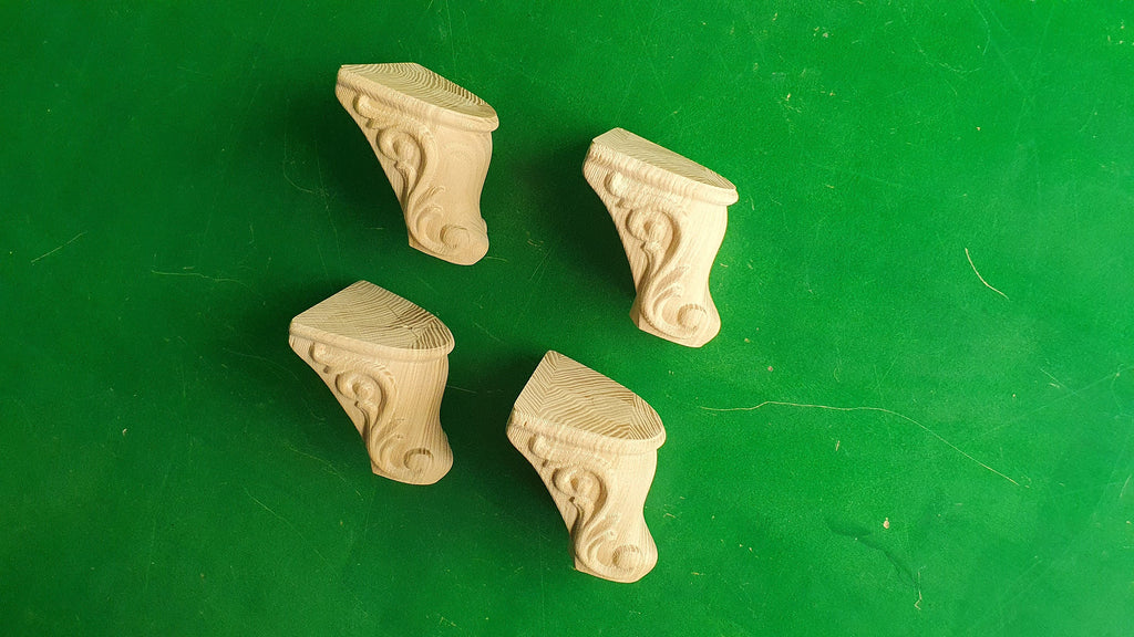 Carved Cabriole Legs, Set 4pc, for the cupboard, baroque Style, wooden legs, furniture leg